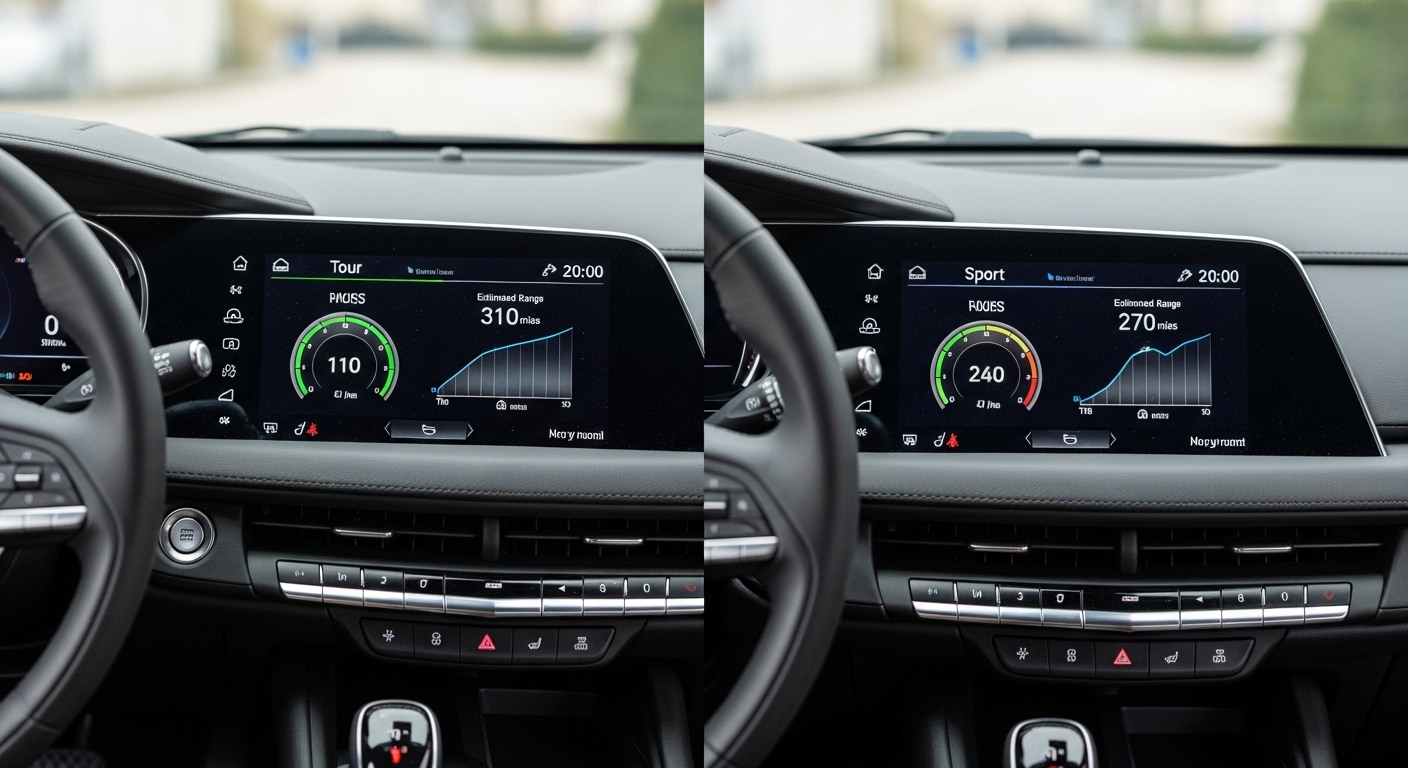 do the driving modes in cadillac lyriq offer different ranges or battery usages